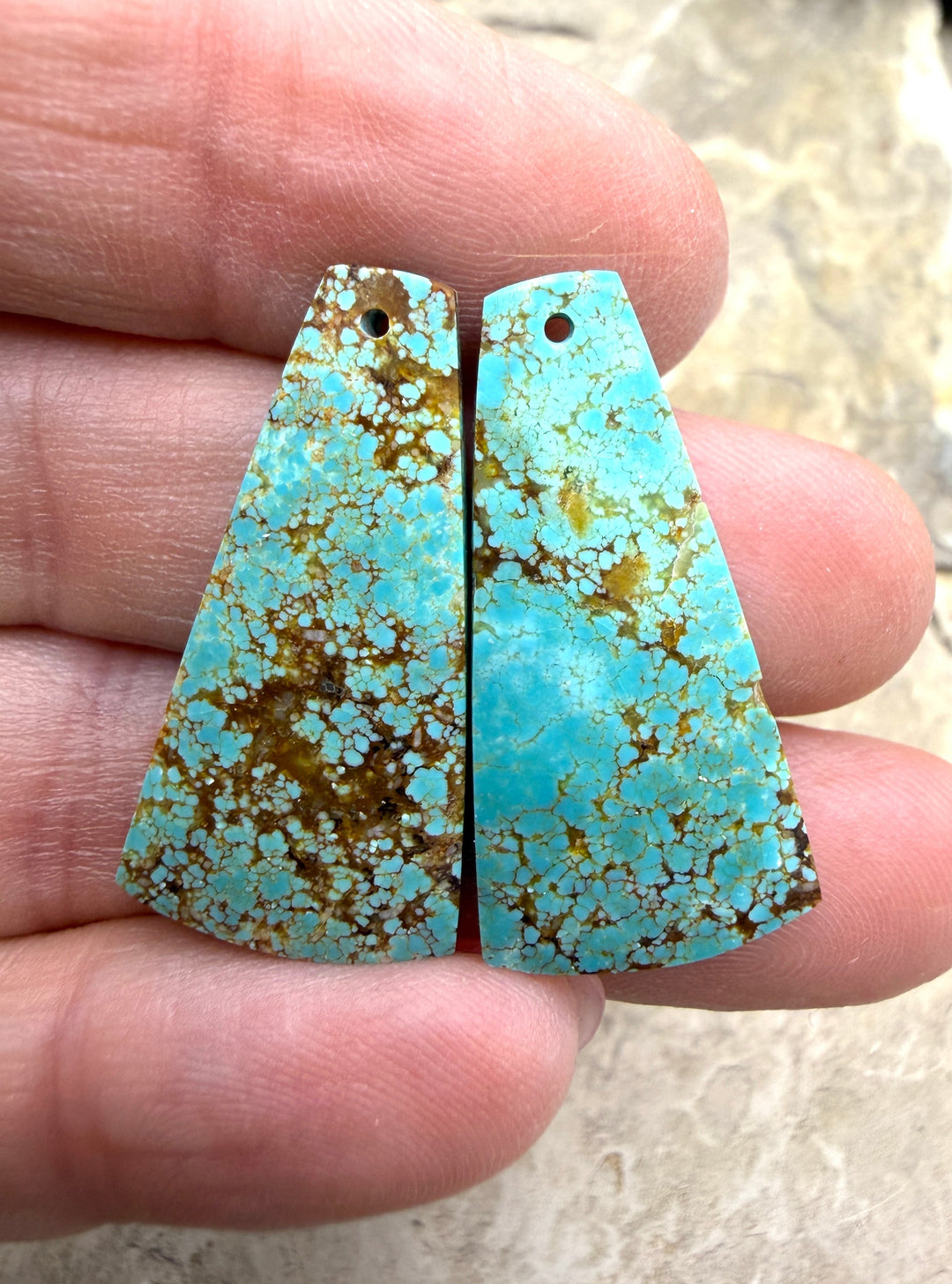 RARE Number 8 Turquoise (Nevada) Matching Earring Slab Bead