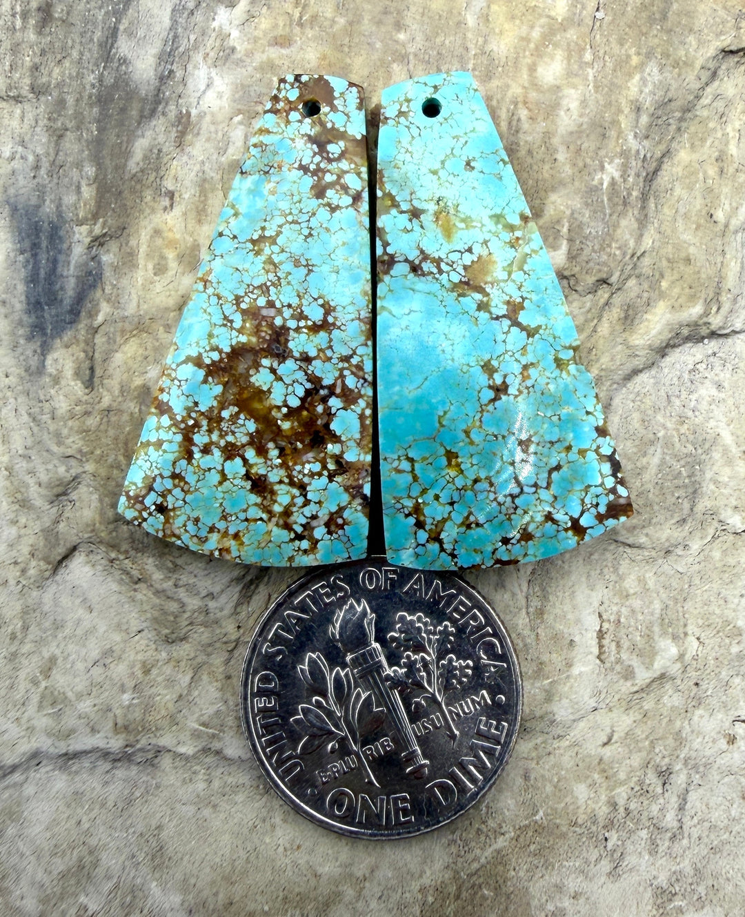 RARE Number 8 Turquoise (Nevada) Matching Earring Slab Bead