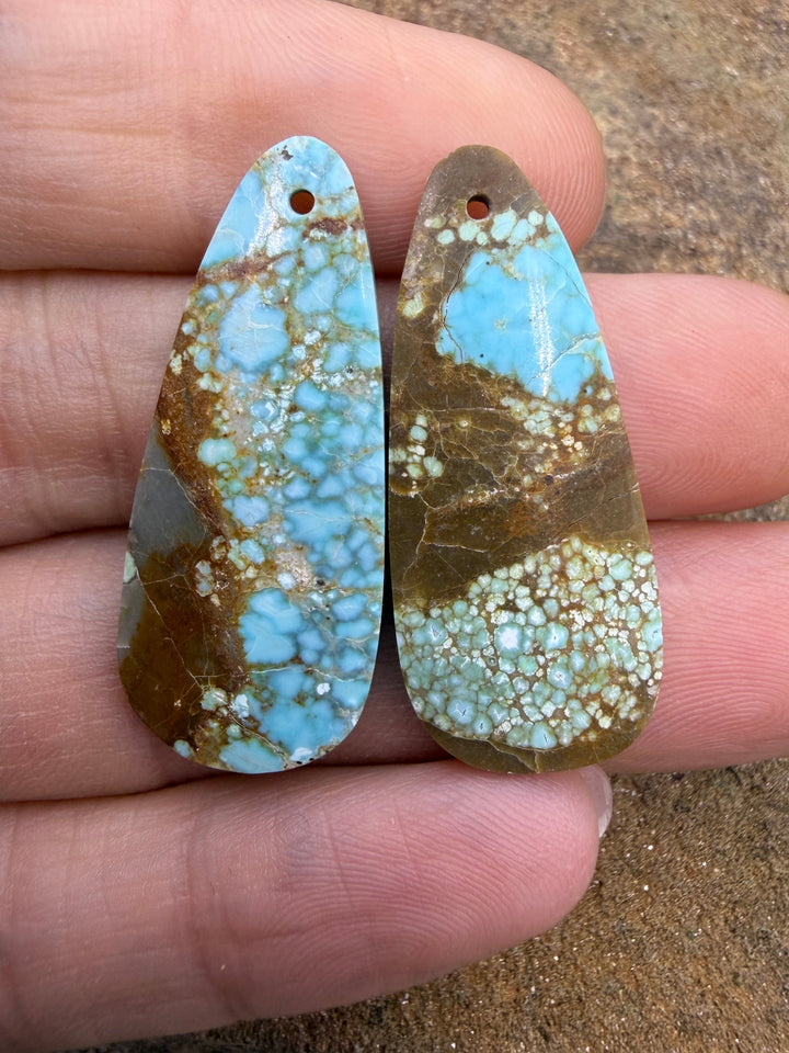 RARE Number 8 Turquoise (Nevada) Matching Earring Slab Bead