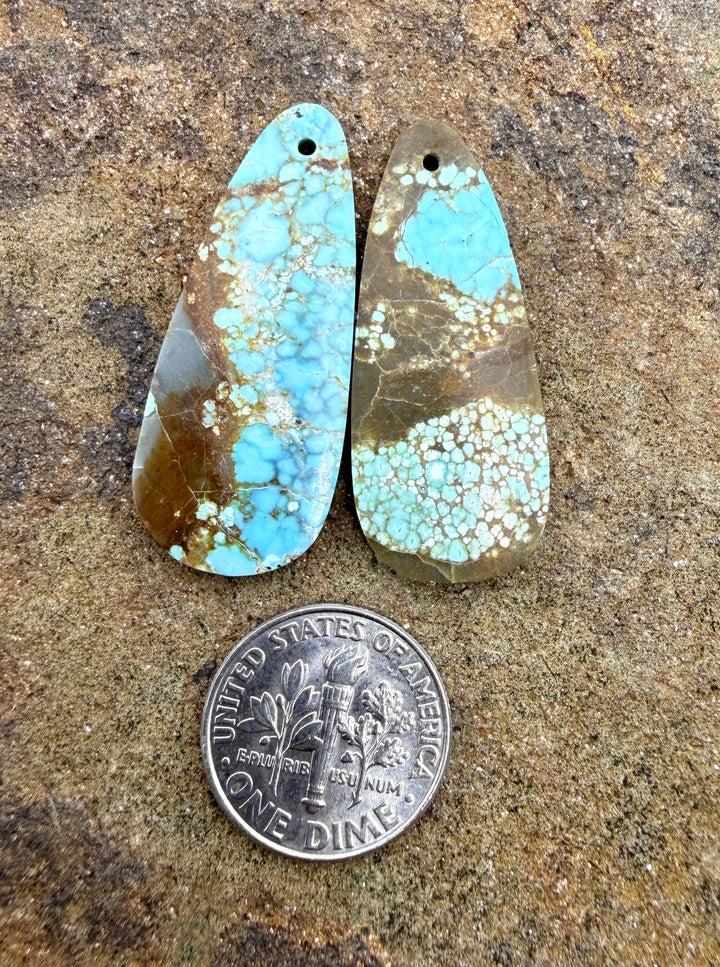 RARE Number 8 Turquoise (Nevada) Matching Earring Slab Bead