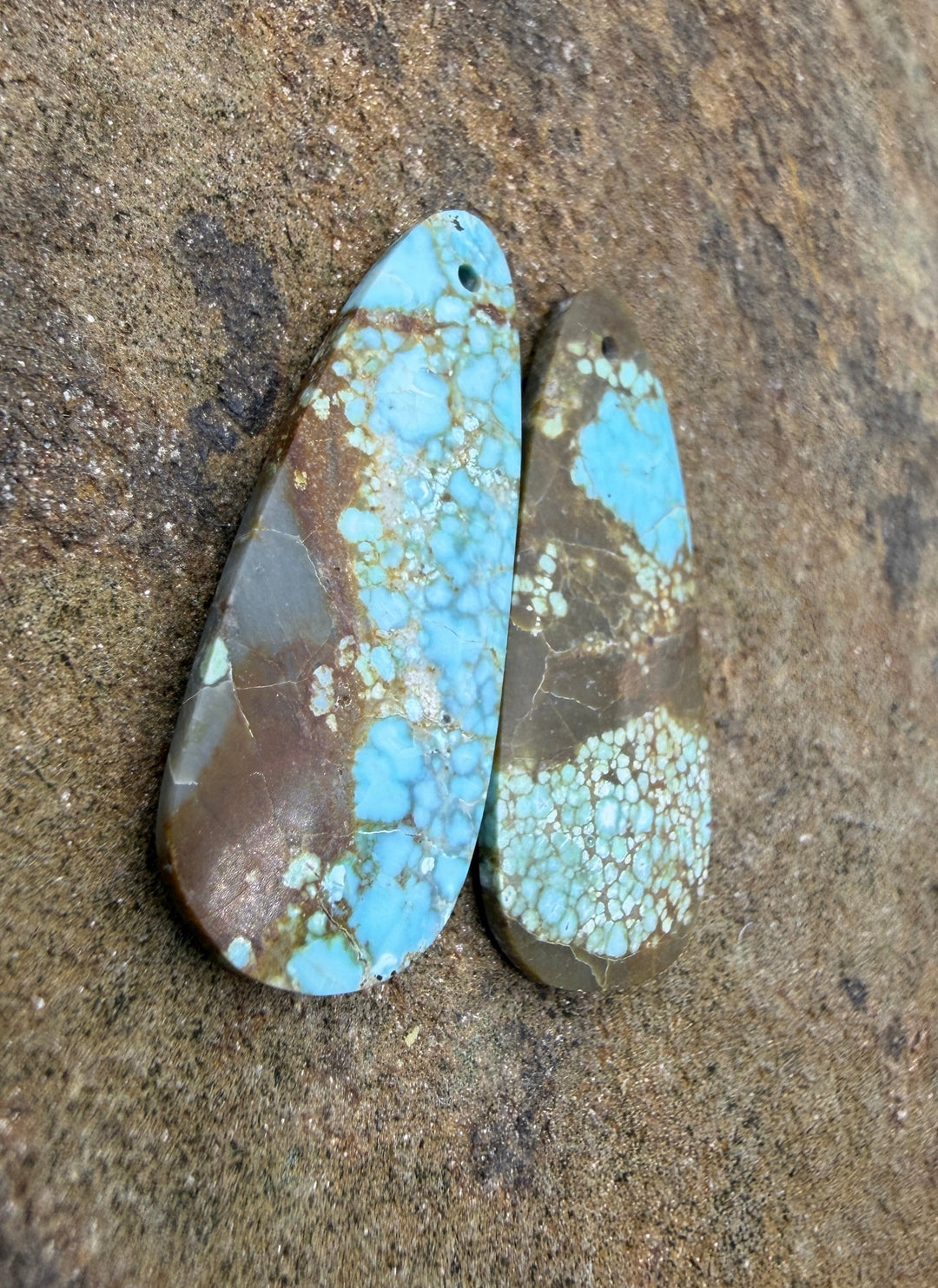 RARE Number 8 Turquoise (Nevada) Matching Earring Slab Bead