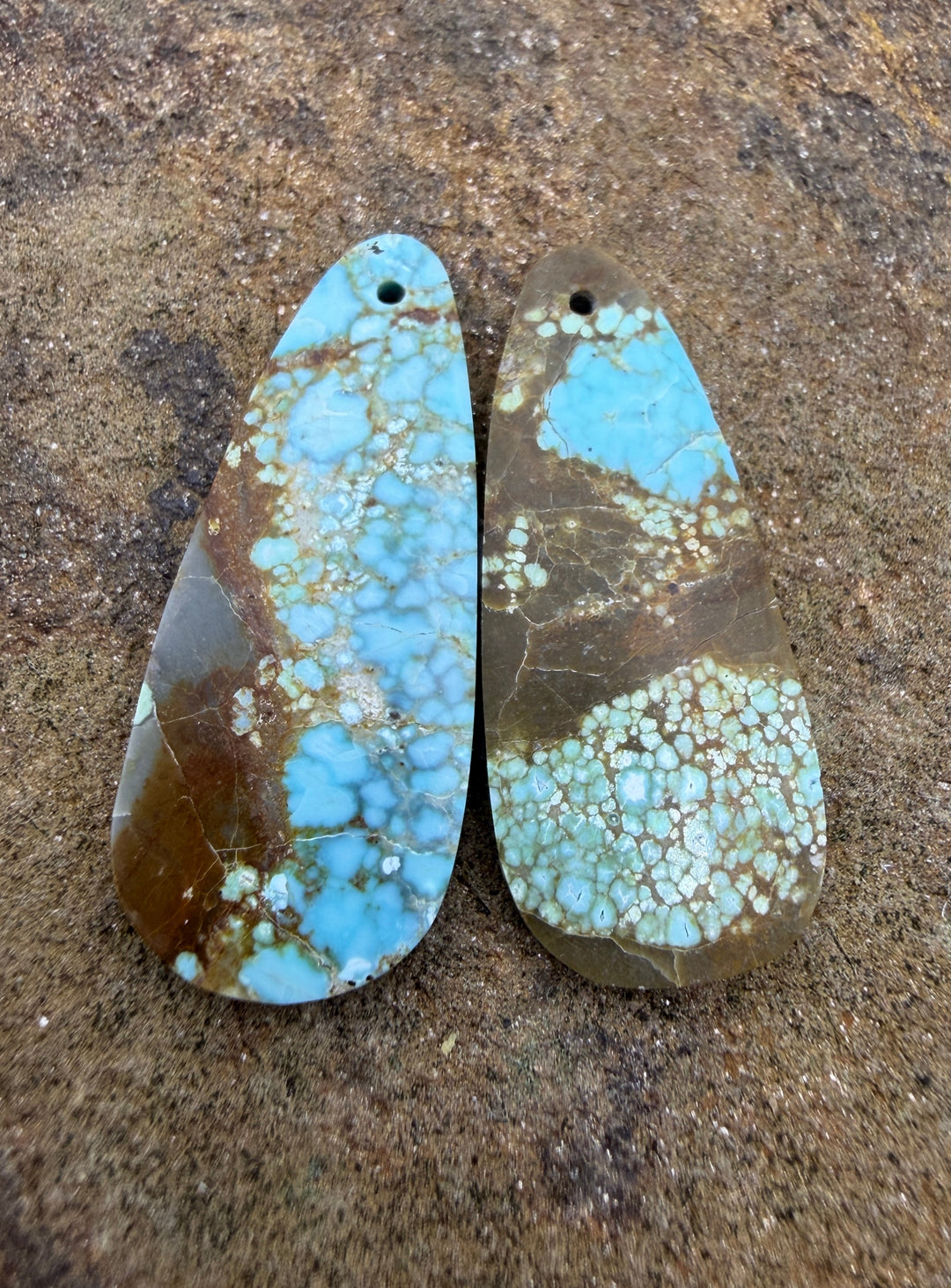 RARE Number 8 Turquoise (Nevada) Matching Earring Slab Bead