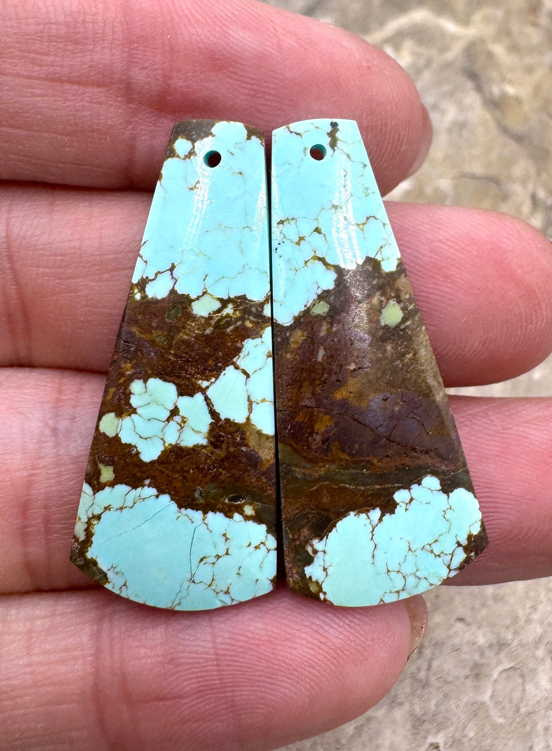 RARE Number 8 Turquoise (Nevada) Matching Earring Slab Bead
