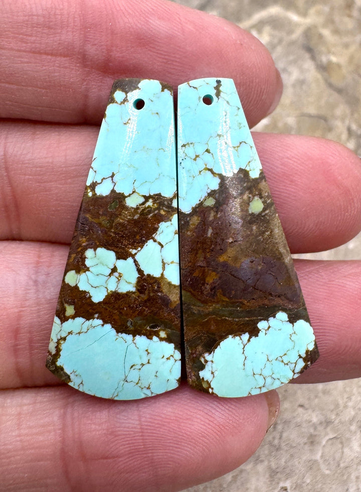 RARE Number 8 Turquoise (Nevada) Matching Earring Slab Bead