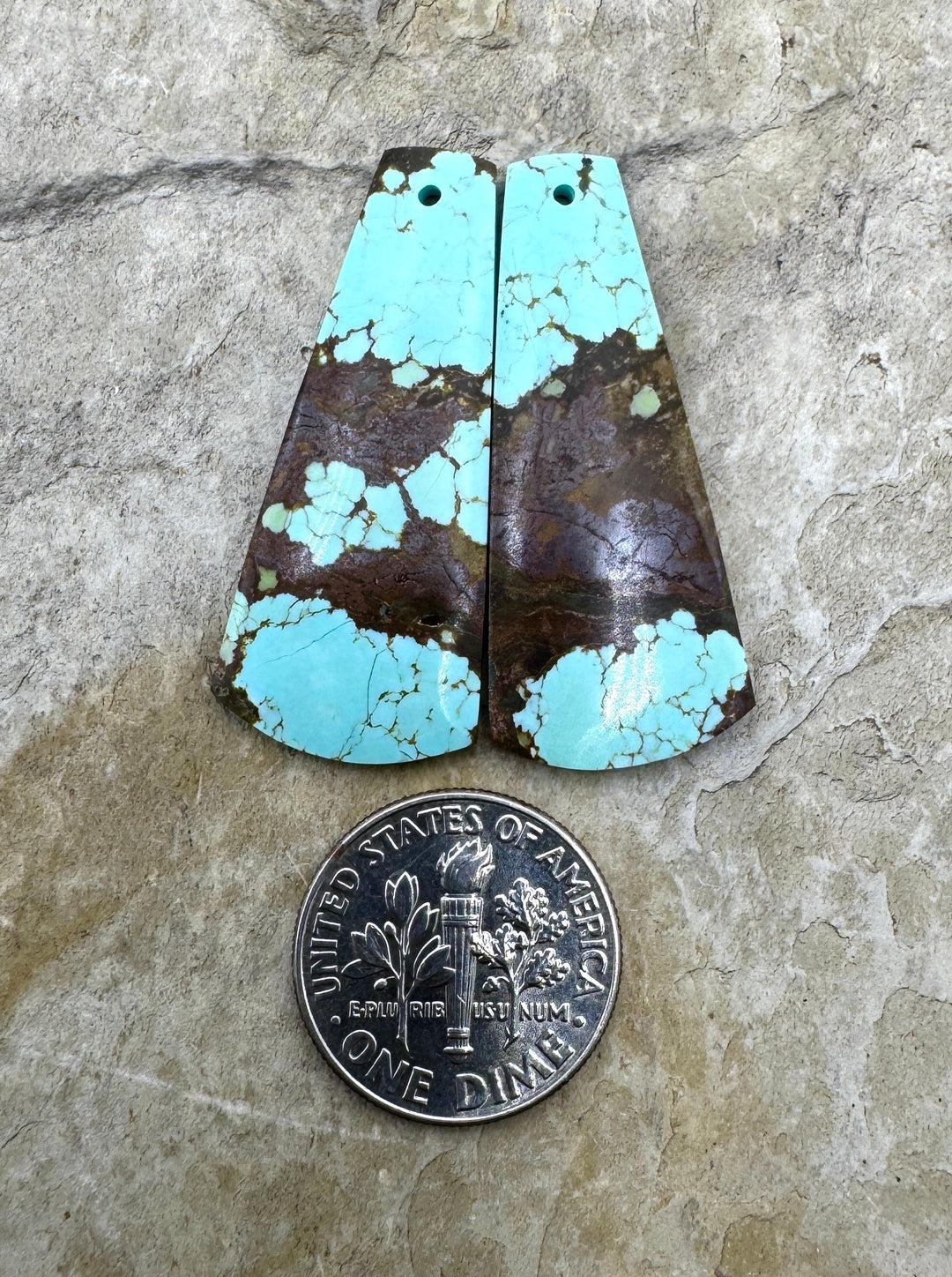RARE Number 8 Turquoise (Nevada) Matching Earring Slab Bead