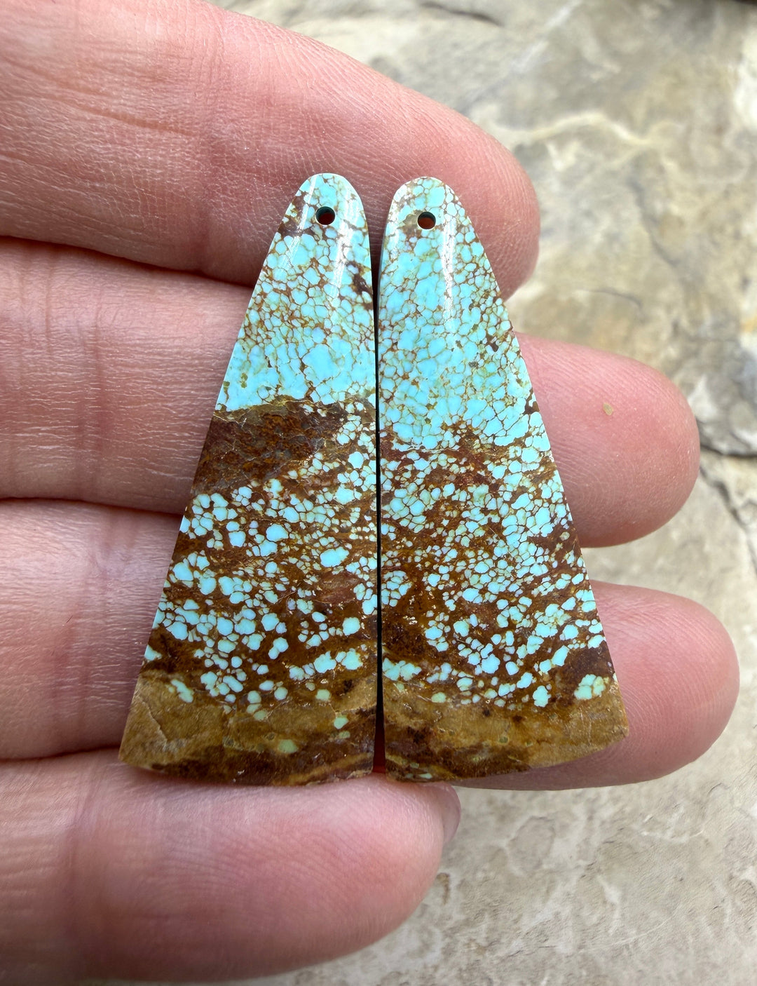 RARE Number 8 Turquoise (Nevada) Matching Earring Slab Bead
