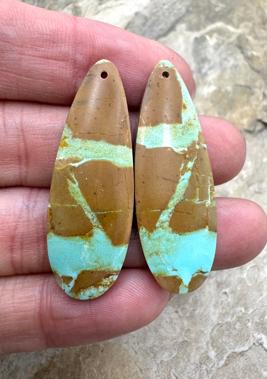 RARE Number 8 Turquoise (Nevada) Matching Earring Slab Bead