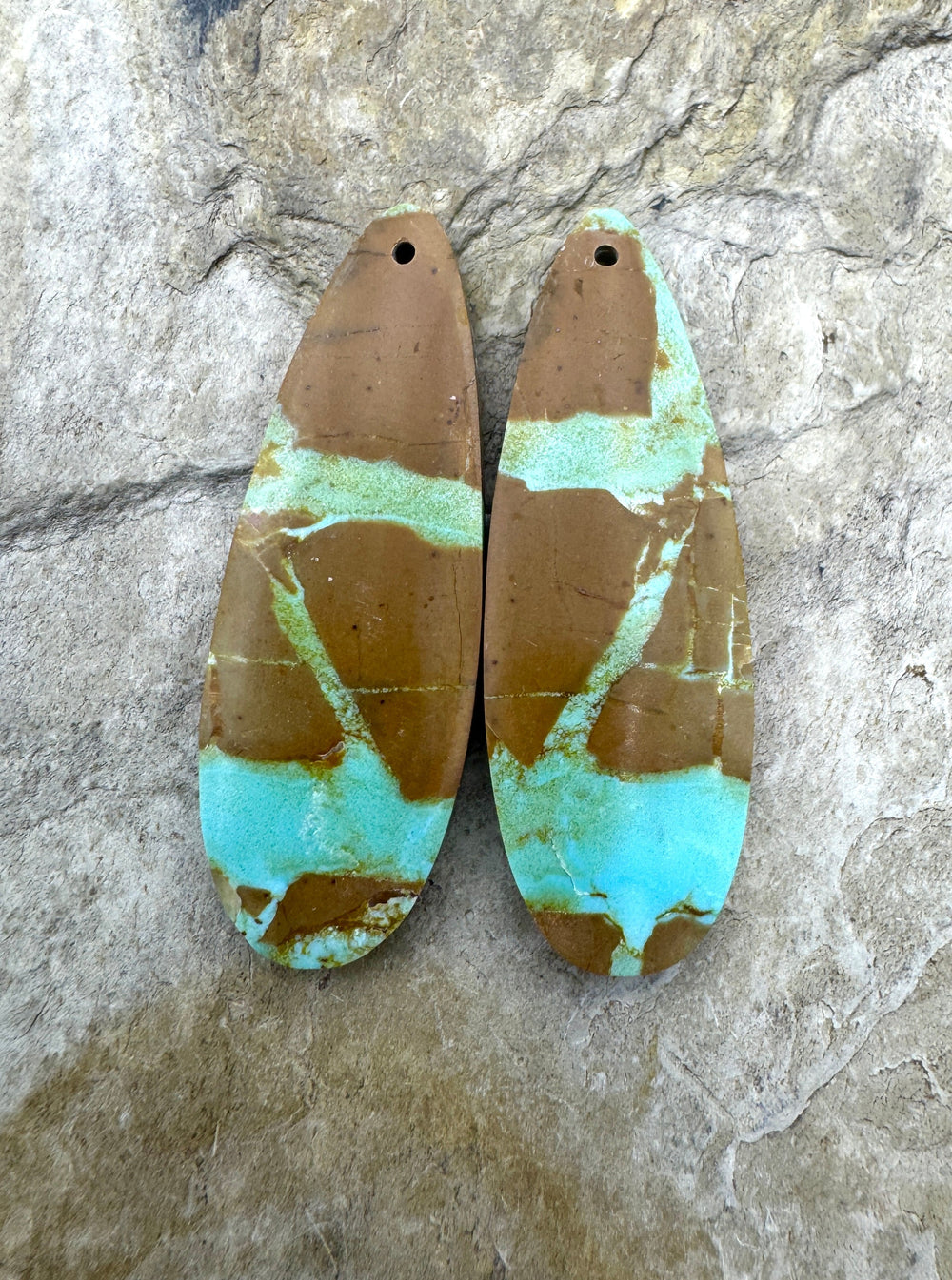 RARE Number 8 Turquoise (Nevada) Matching Earring Slab Bead