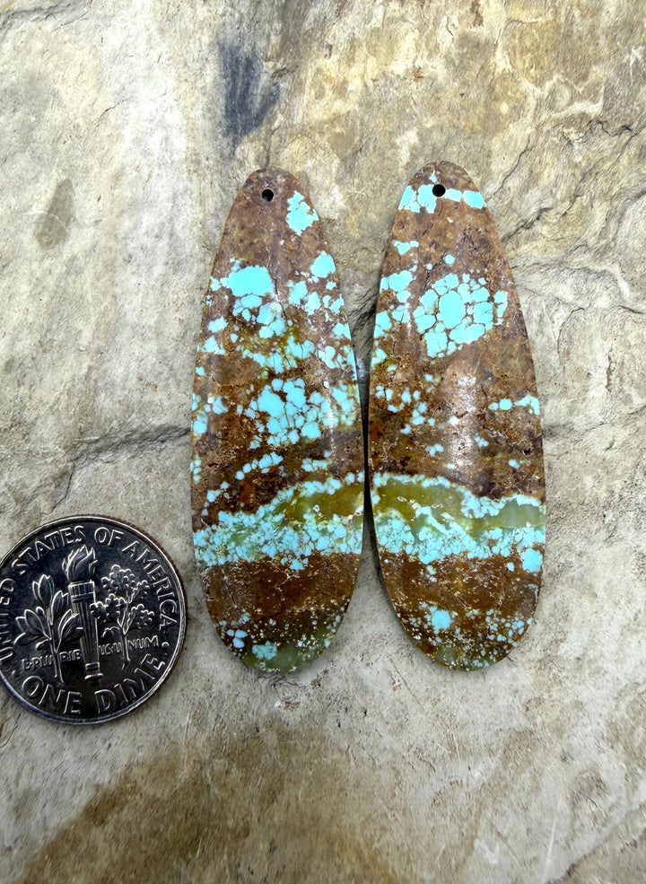 RARE Number 8 Turquoise (Nevada) Matching Earring Slab Bead