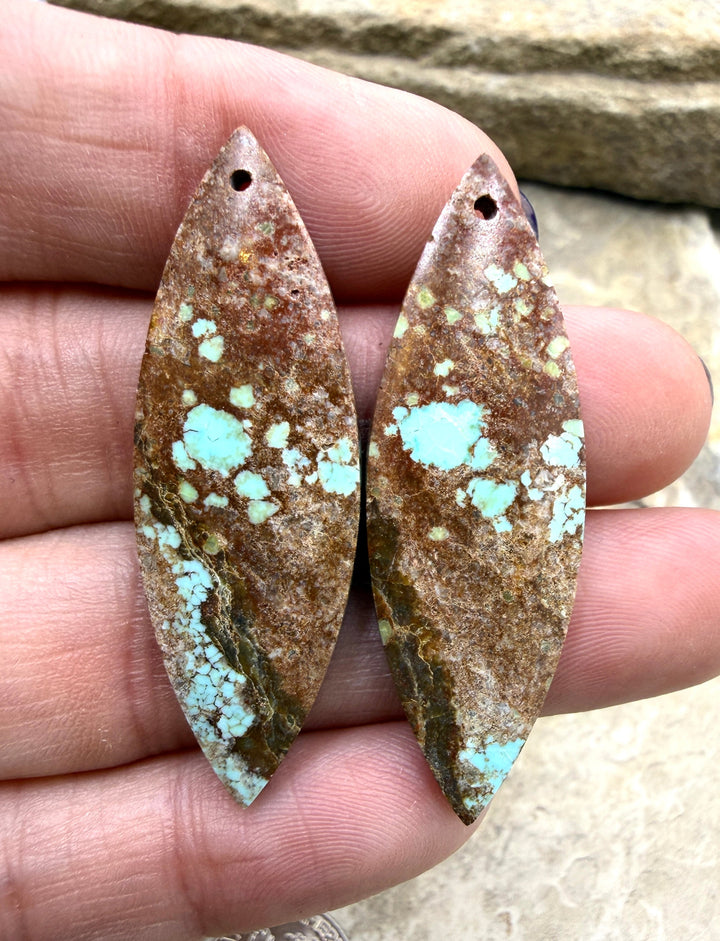 RARE Number 8 Turquoise (Nevada) Matching Earring Slab Bead