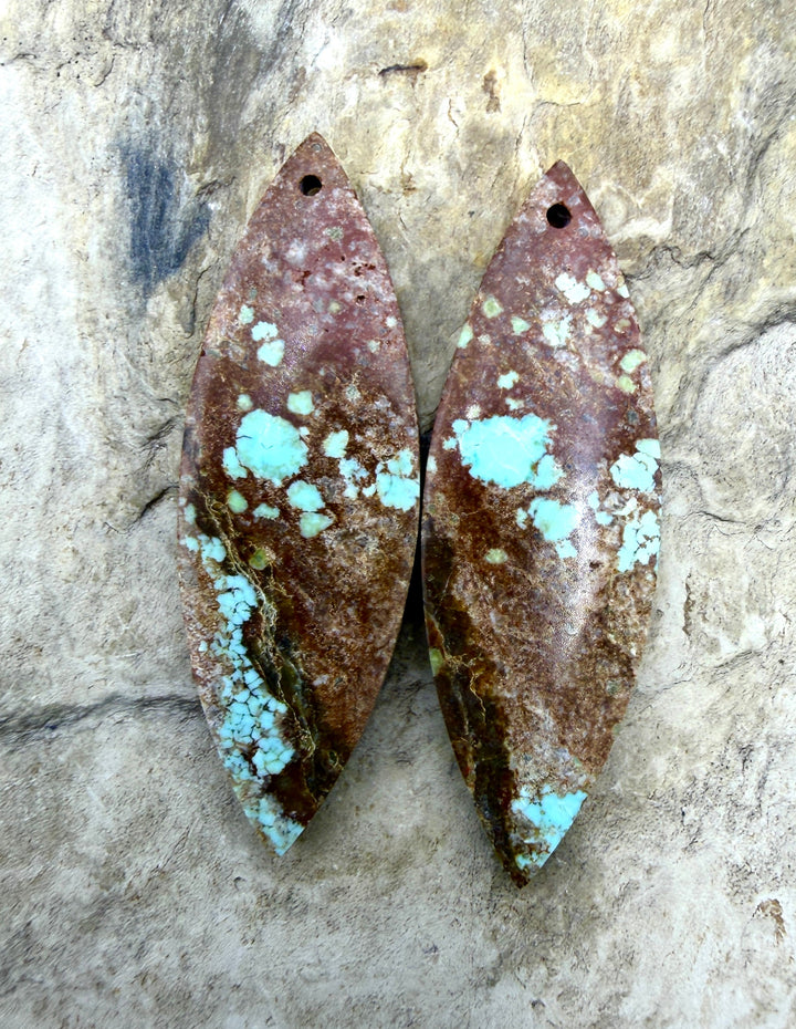 RARE Number 8 Turquoise (Nevada) Matching Earring Slab Bead