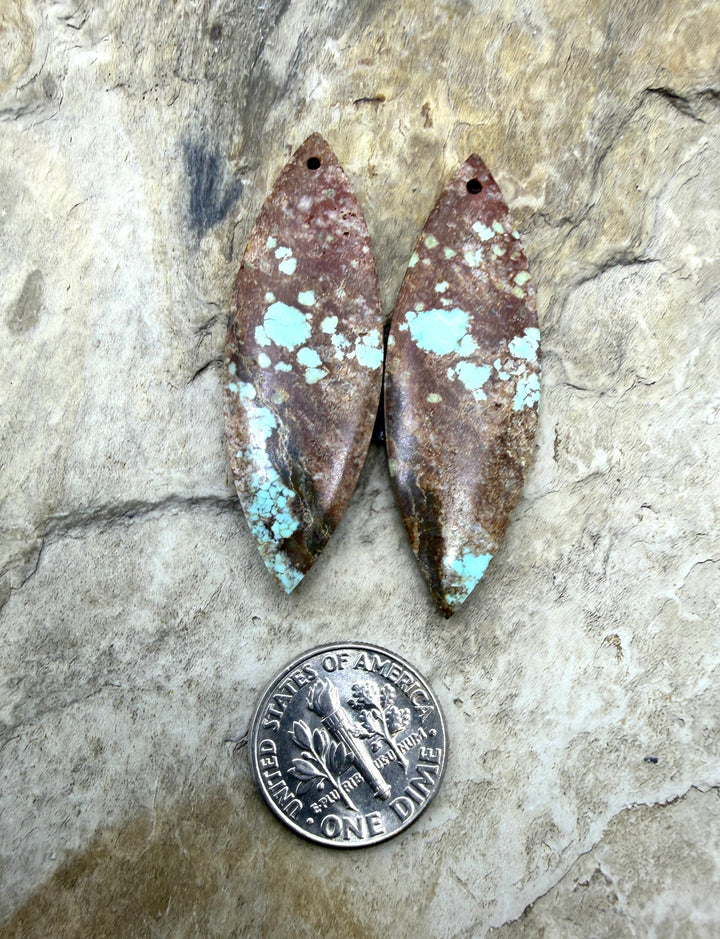 RARE Number 8 Turquoise (Nevada) Matching Earring Slab Bead
