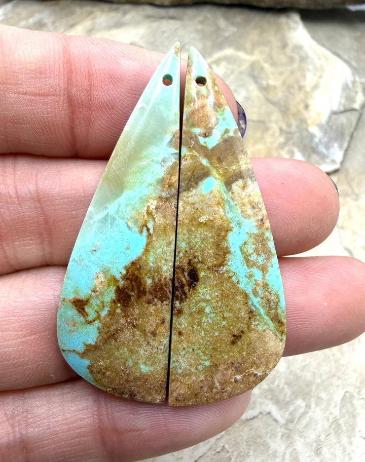 RARE Number 8 Turquoise (Nevada) Matching Earring Slab Bead