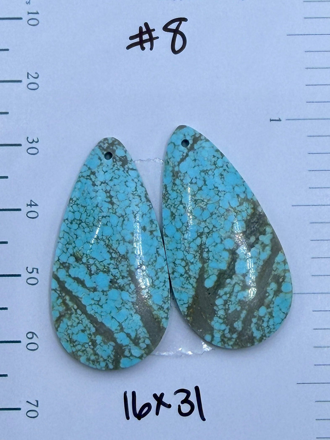 RARE Number 8 Turquoise (Nevada) Matching Earring Slab Bead