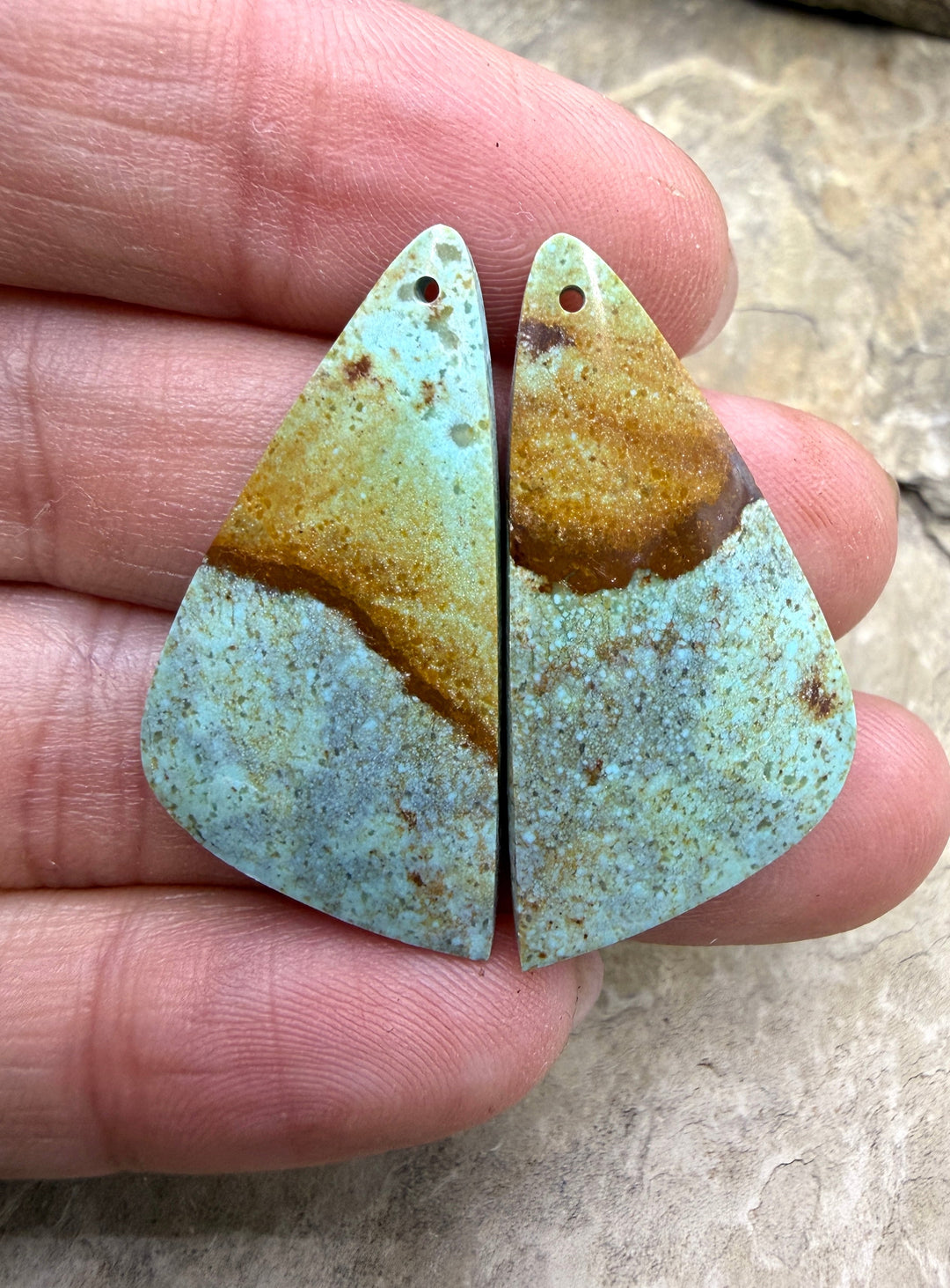 RARE Number 8 Turquoise (Nevada) Matching Earring Slab Bead