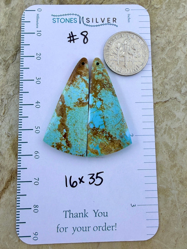 RARE Number 8 Turquoise (Nevada) Matching Earring Slab Bead