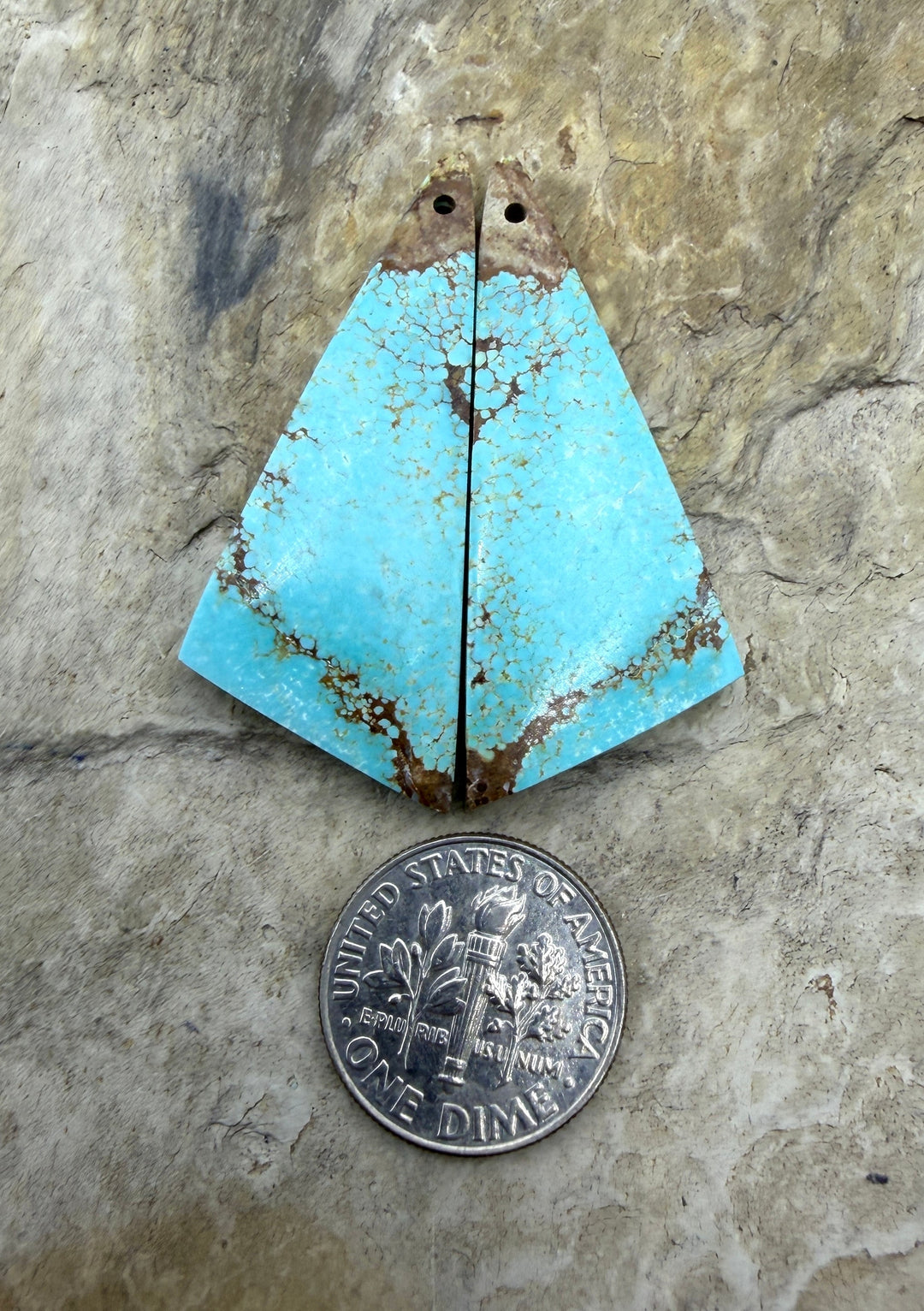 RARE Number 8 Turquoise (Nevada) Matching Earring Slab Bead