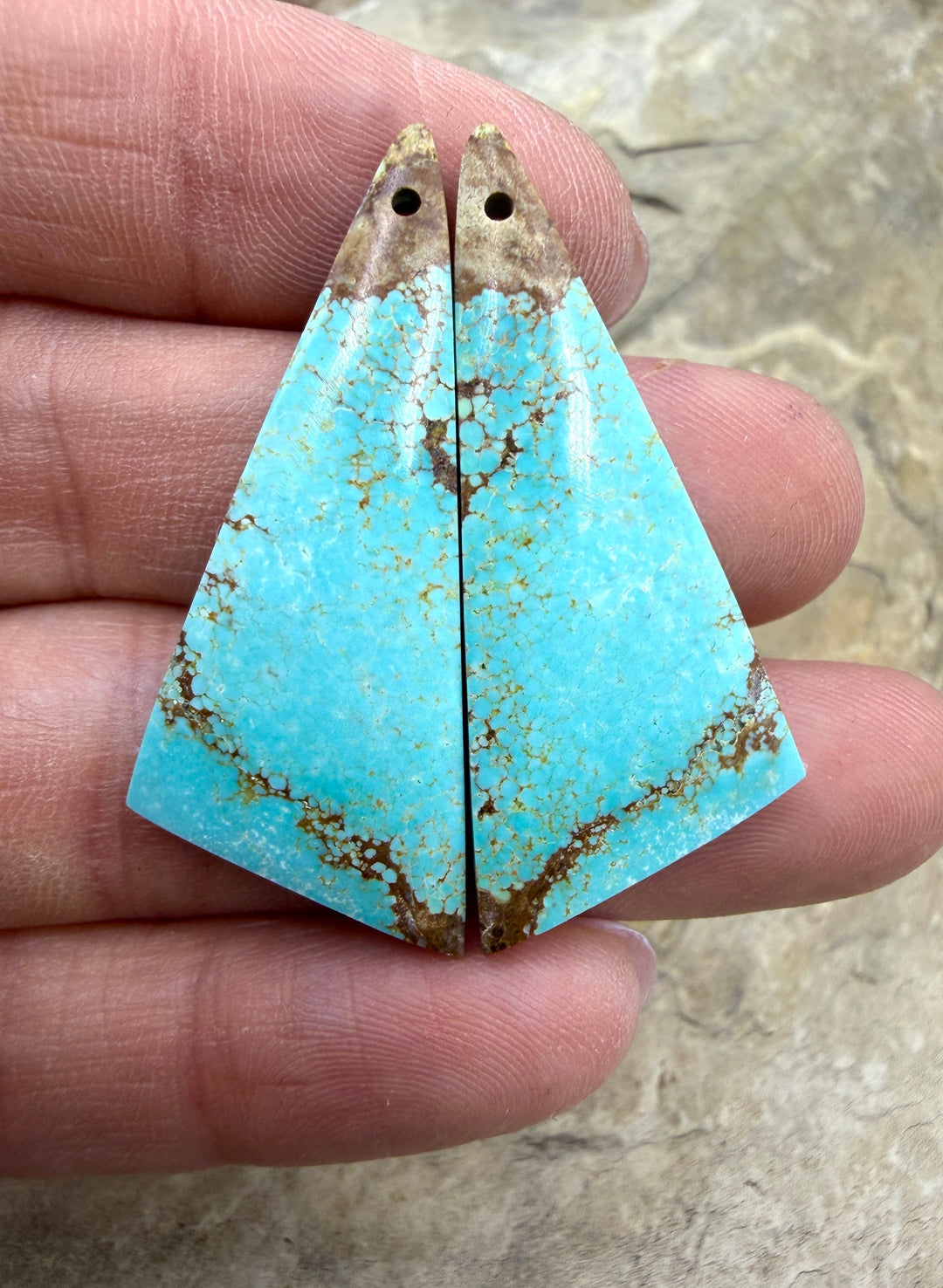 RARE Number 8 Turquoise (Nevada) Matching Earring Slab Bead