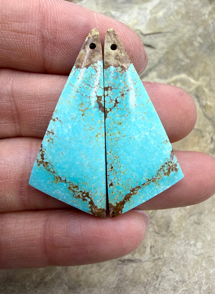 RARE Number 8 Turquoise (Nevada) Matching Earring Slab Bead