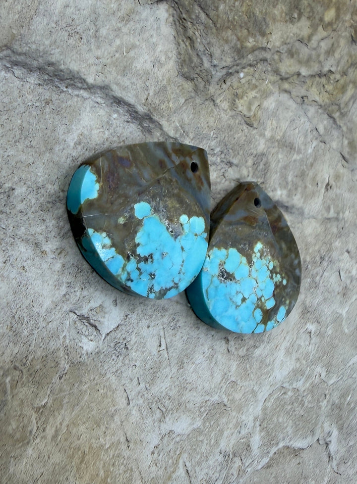 RARE Number 8 Turquoise (Nevada) Matching Earring Slab Bead