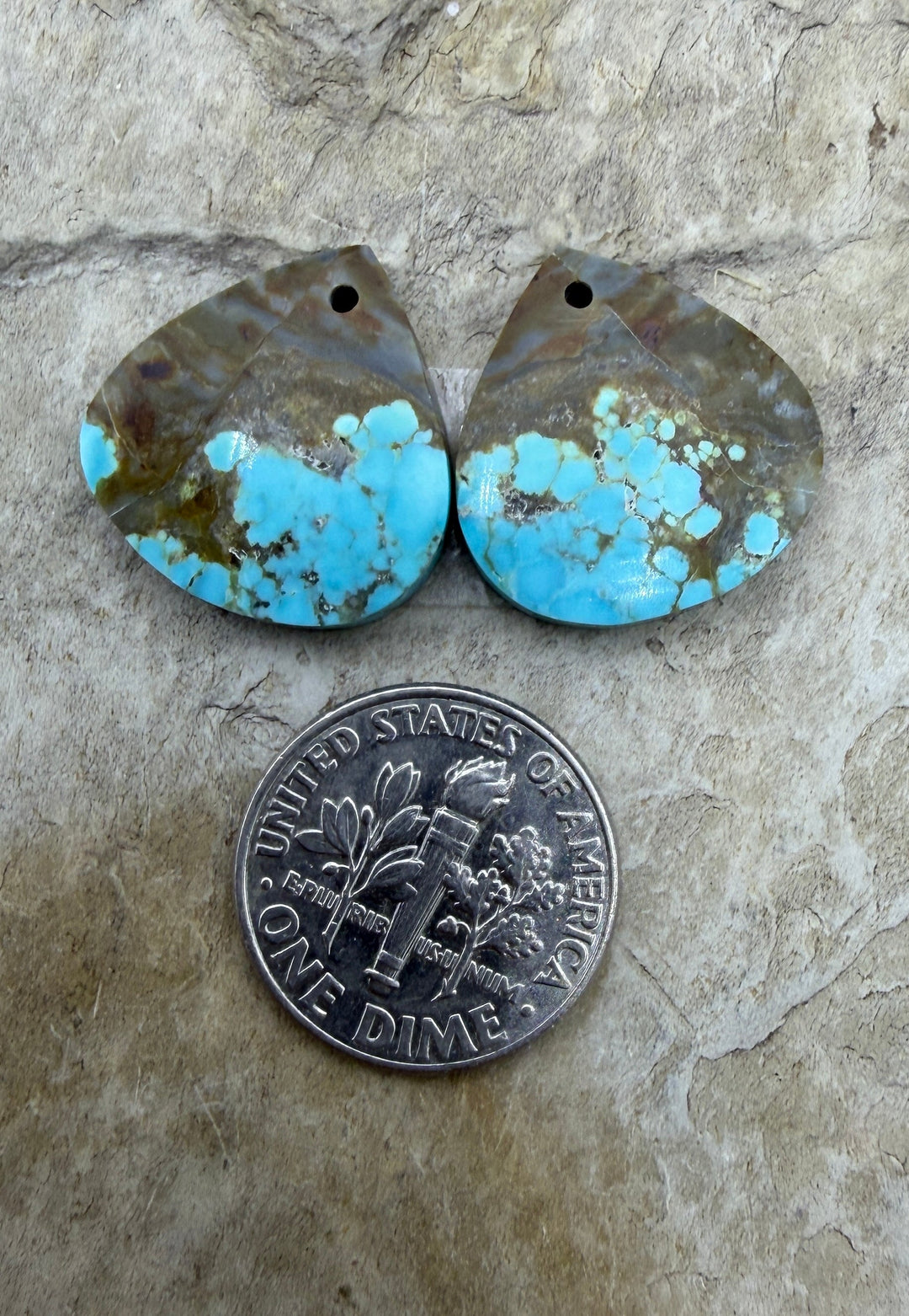 RARE Number 8 Turquoise (Nevada) Matching Earring Slab Bead