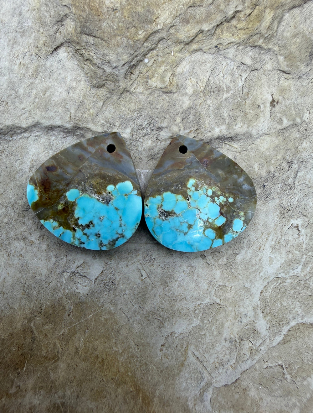 RARE Number 8 Turquoise (Nevada) Matching Earring Slab Bead
