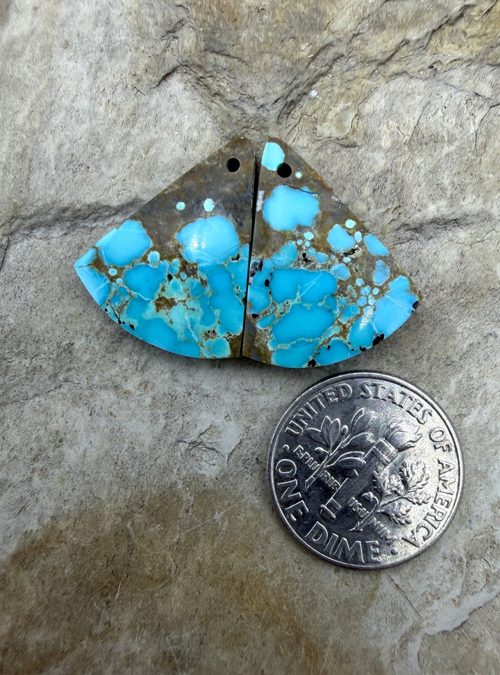 RARE Number 8 Turquoise (Nevada) Matching Earring Slab Bead