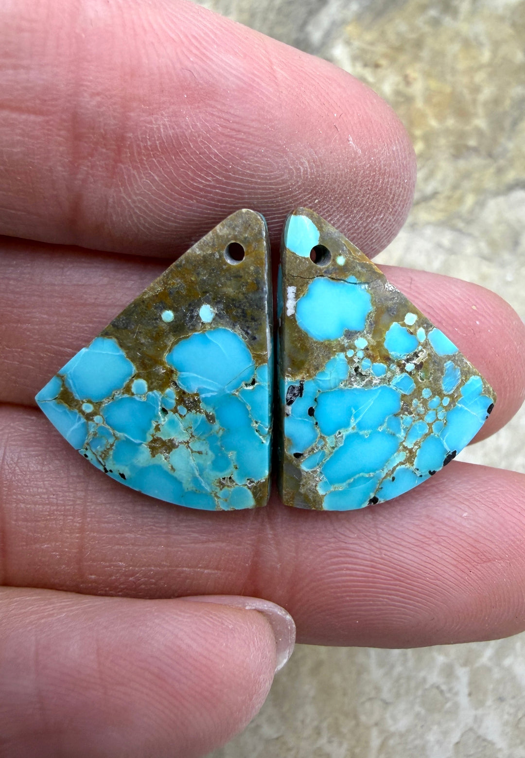 RARE Number 8 Turquoise (Nevada) Matching Earring Slab Bead