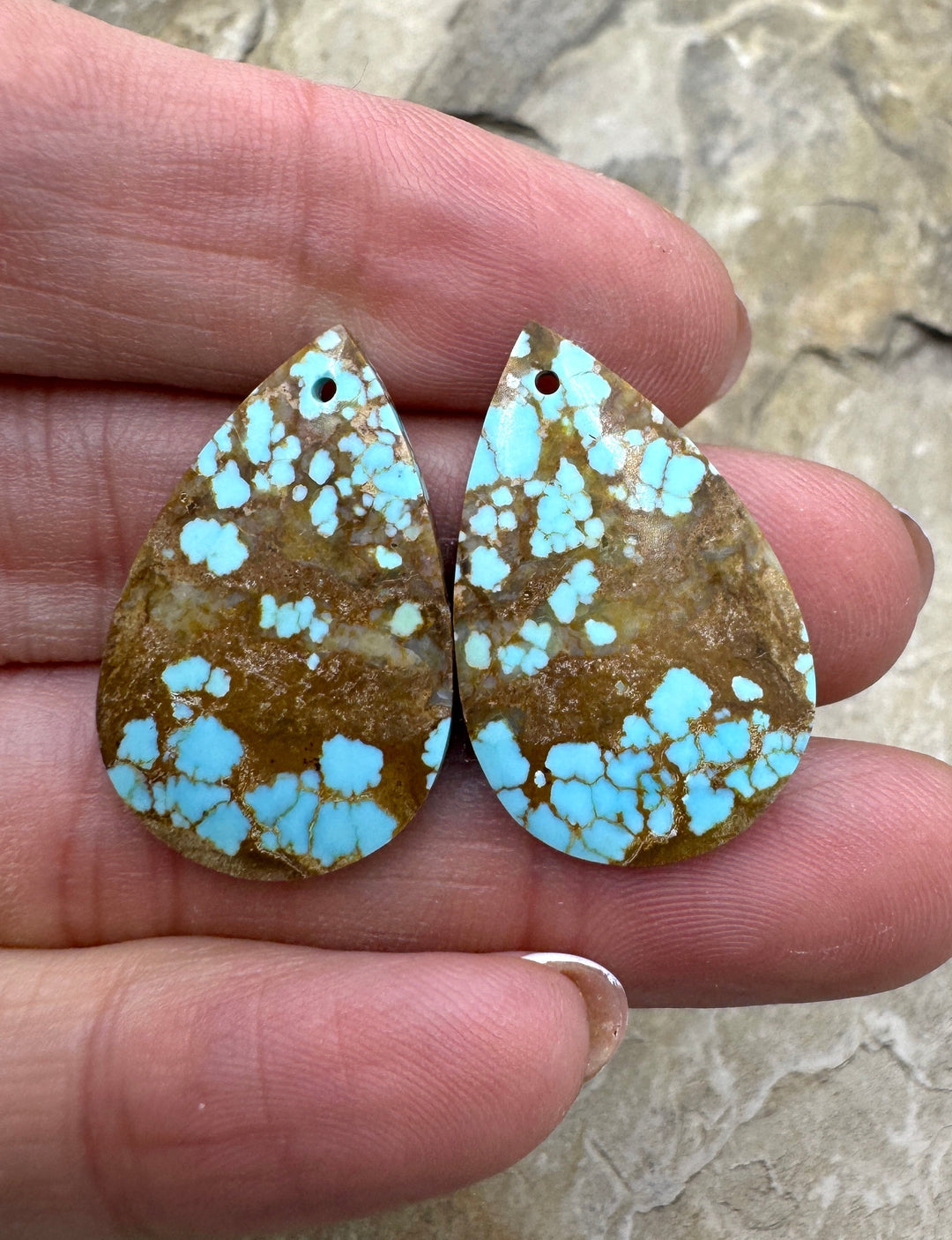 RARE Number 8 Turquoise (Nevada) Matching Earring Slab Bead