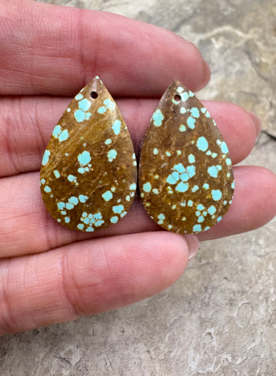 RARE Number 8 Turquoise (Nevada) Matching Earring Slab Bead
