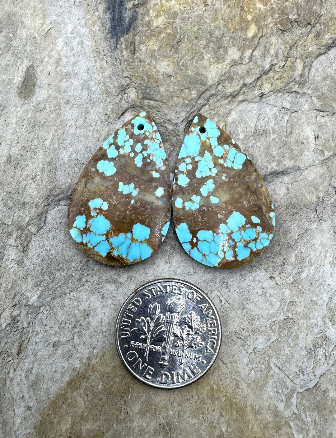 RARE Number 8 Turquoise (Nevada) Matching Earring Slab Bead