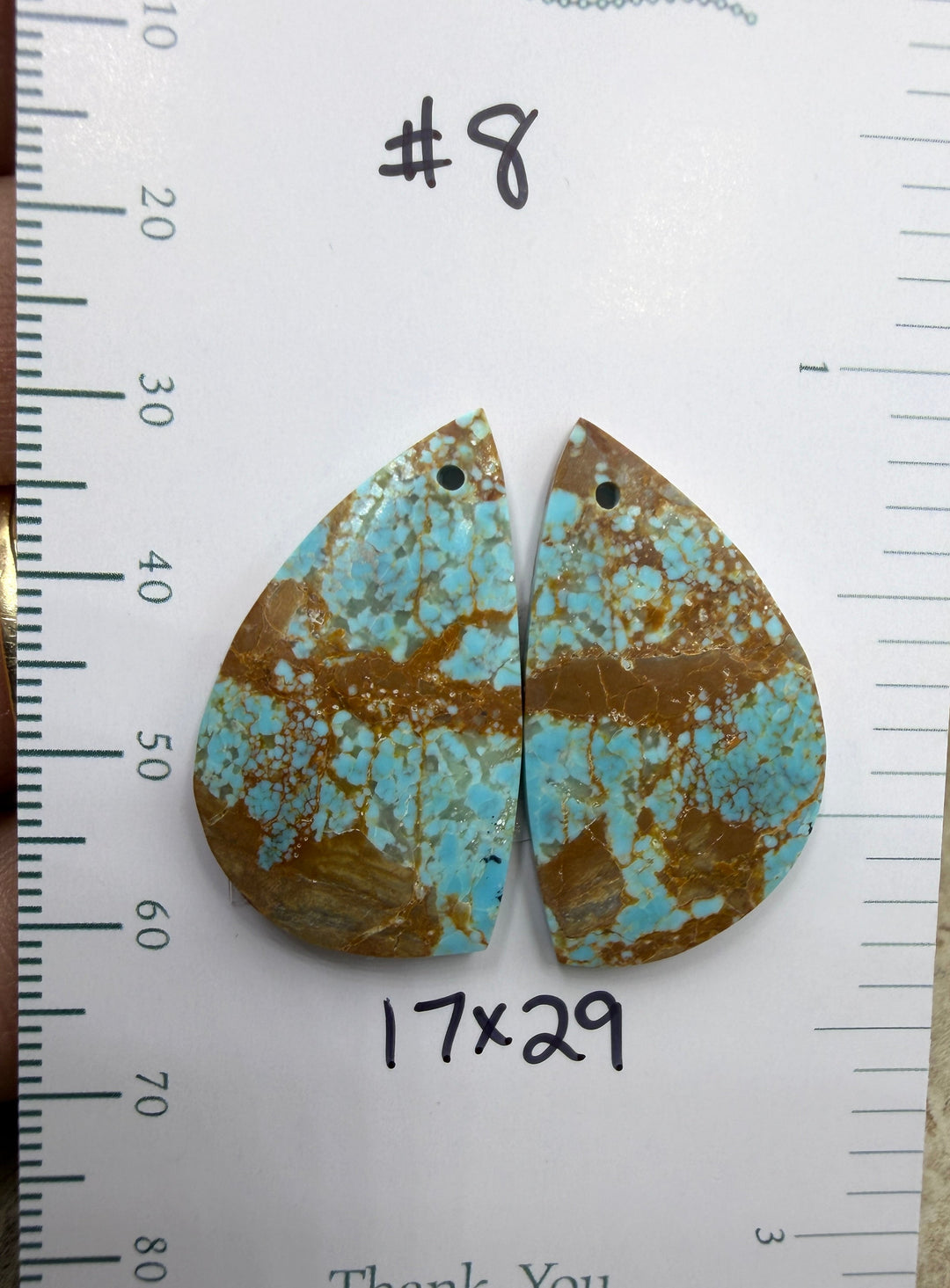 RARE Number 8 Turquoise (Nevada) Matching Earring Slab Bead