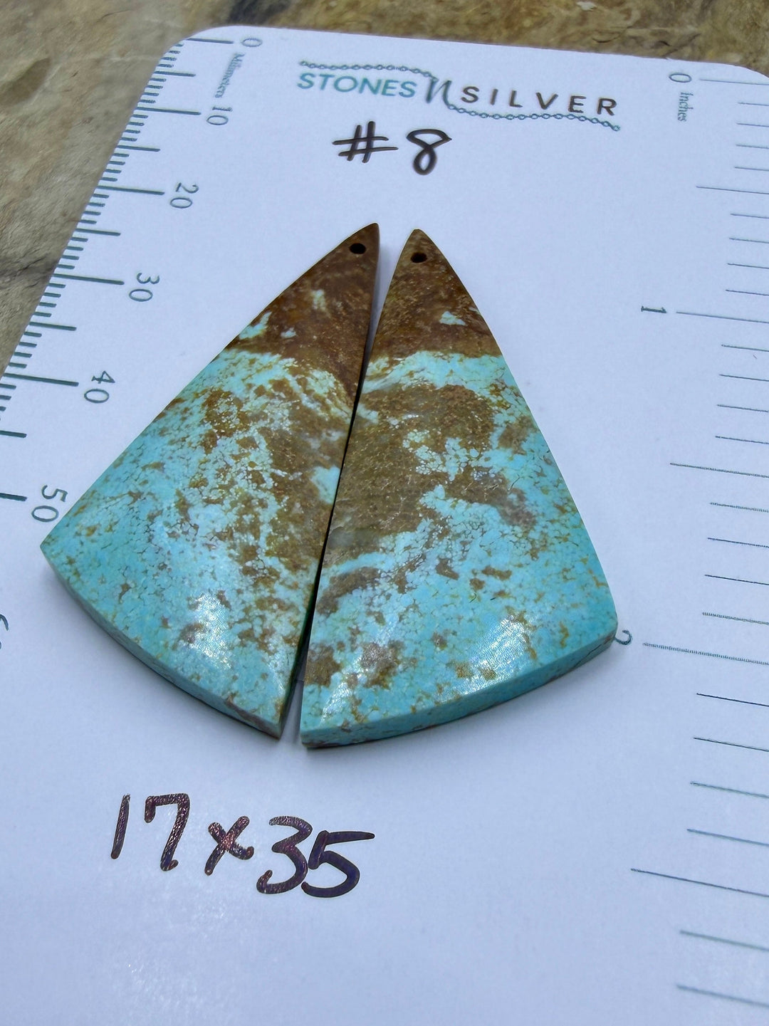 RARE Number 8 Turquoise (Nevada) Matching Earring Slab Bead