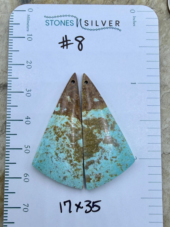 RARE Number 8 Turquoise (Nevada) Matching Earring Slab Bead