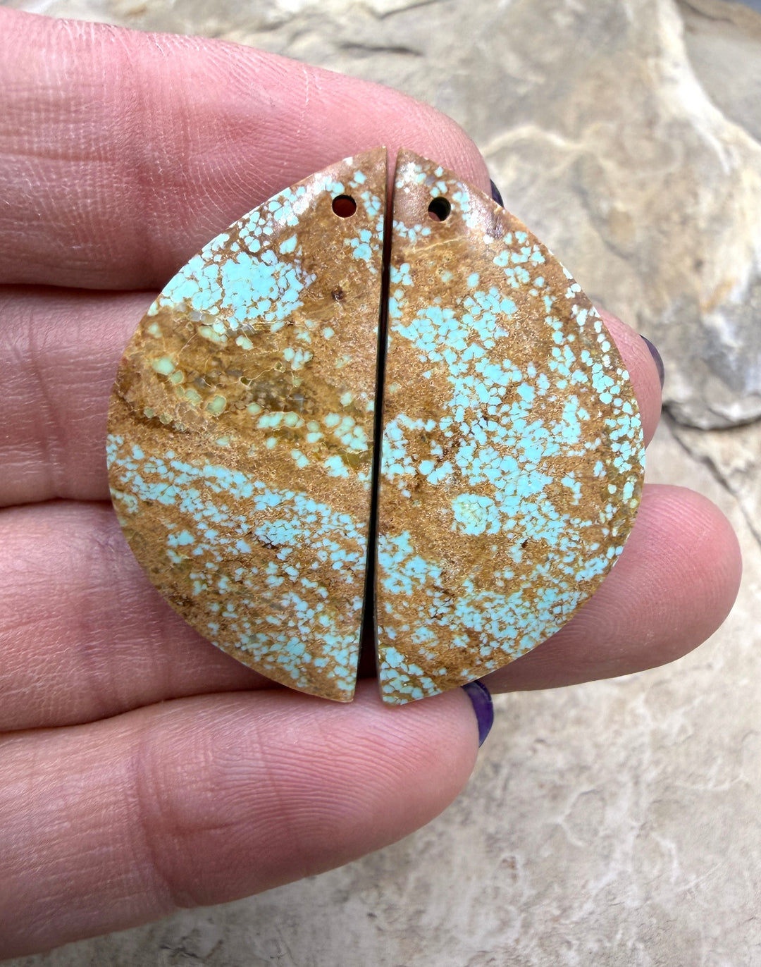 RARE Number 8 Turquoise (Nevada) Matching Earring Slab Bead
