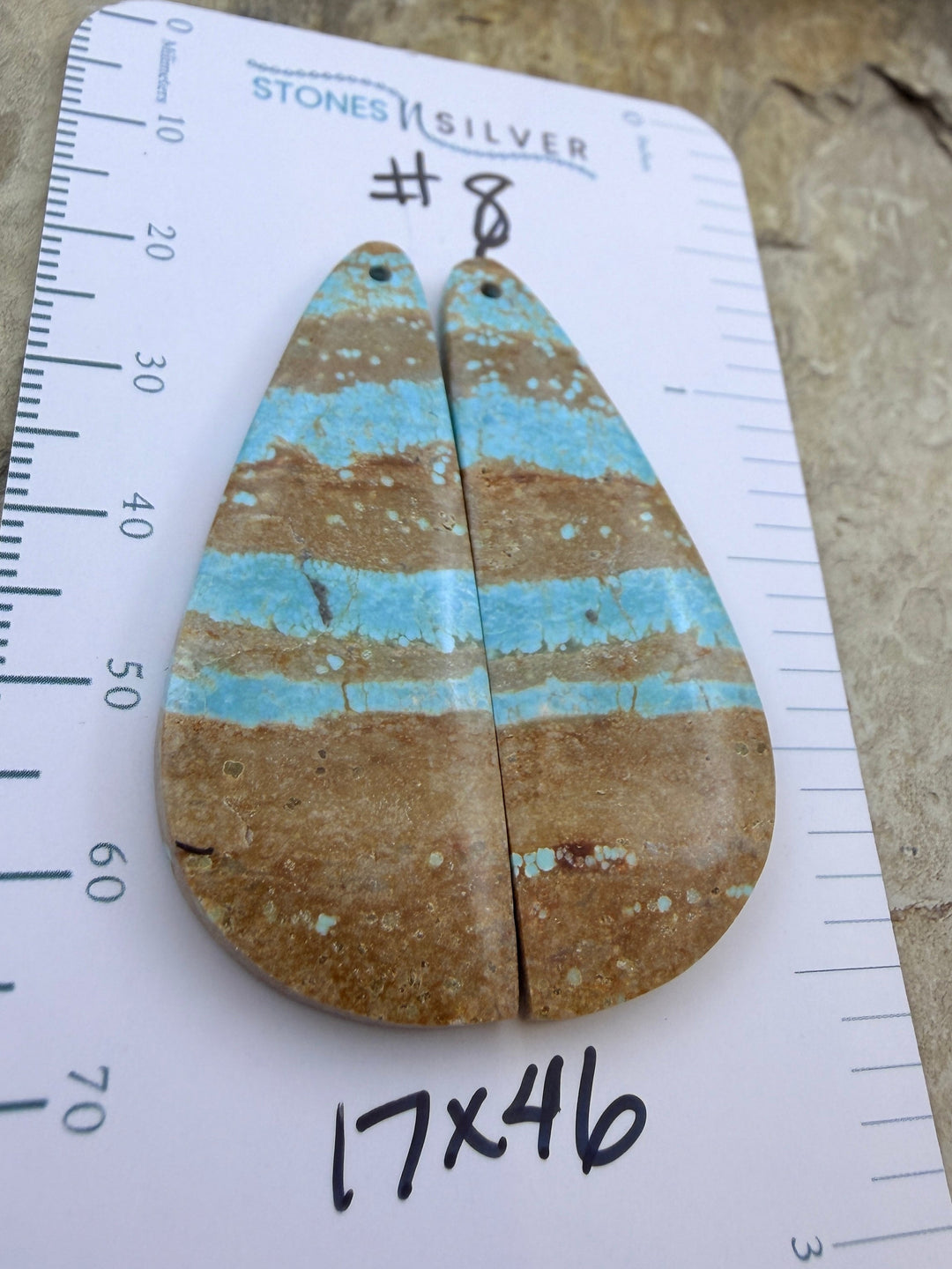 RARE Number 8 Turquoise (Nevada) Matching Earring Slab Bead