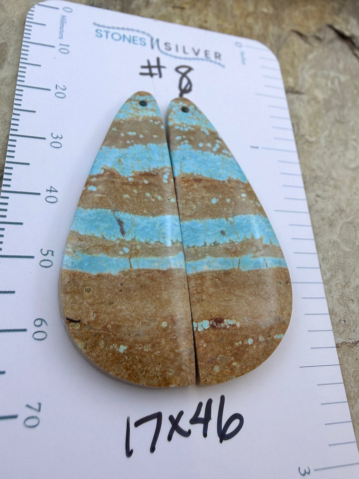RARE Number 8 Turquoise (Nevada) Matching Earring Slab Bead