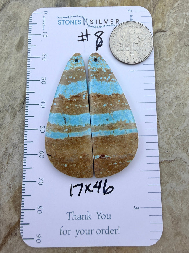 RARE Number 8 Turquoise (Nevada) Matching Earring Slab Bead