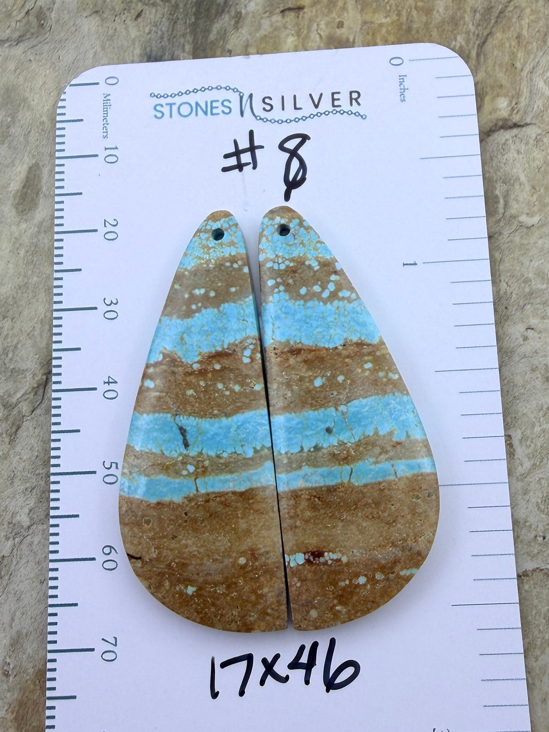 RARE Number 8 Turquoise (Nevada) Matching Earring Slab Bead