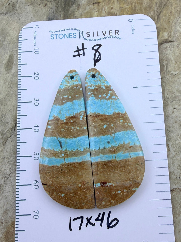 RARE Number 8 Turquoise (Nevada) Matching Earring Slab Bead