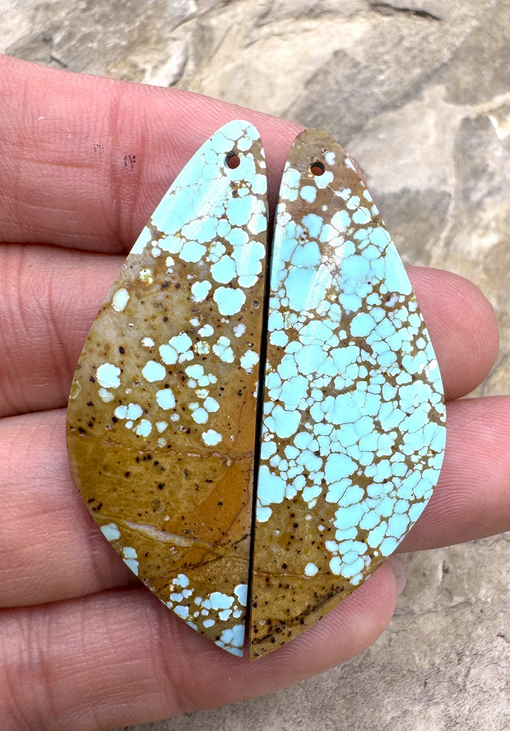 RARE Number 8 Turquoise (Nevada) Matching Earring Slab Bead