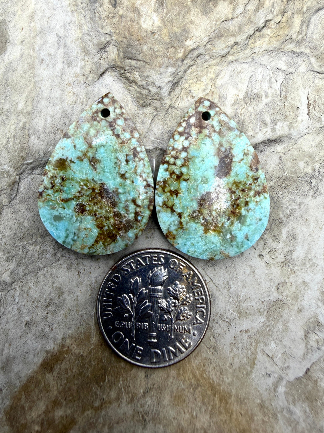 RARE Number 8 Turquoise (Nevada) Matching Earring Slab Bead
