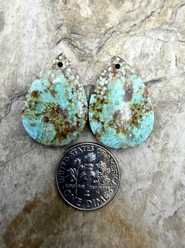 RARE Number 8 Turquoise (Nevada) Matching Earring Slab Bead