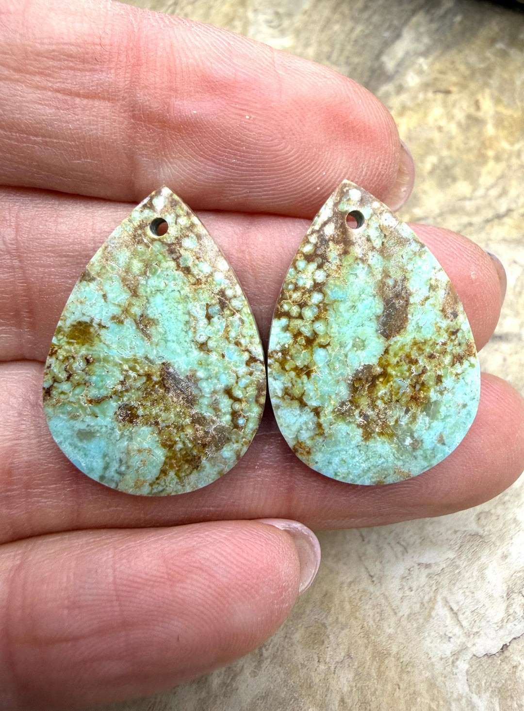 RARE Number 8 Turquoise (Nevada) Matching Earring Slab Bead