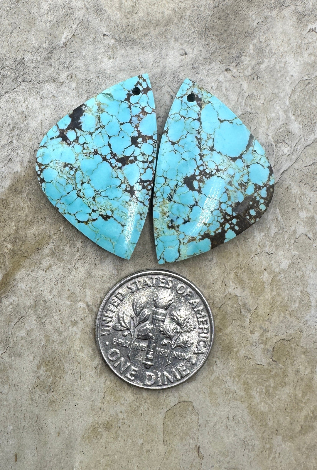RARE Number 8 Turquoise (Nevada) Matching Earring Slab Bead