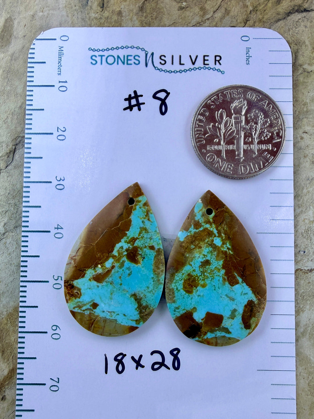 RARE Number 8 Turquoise (Nevada) Matching Earring Slab Bead