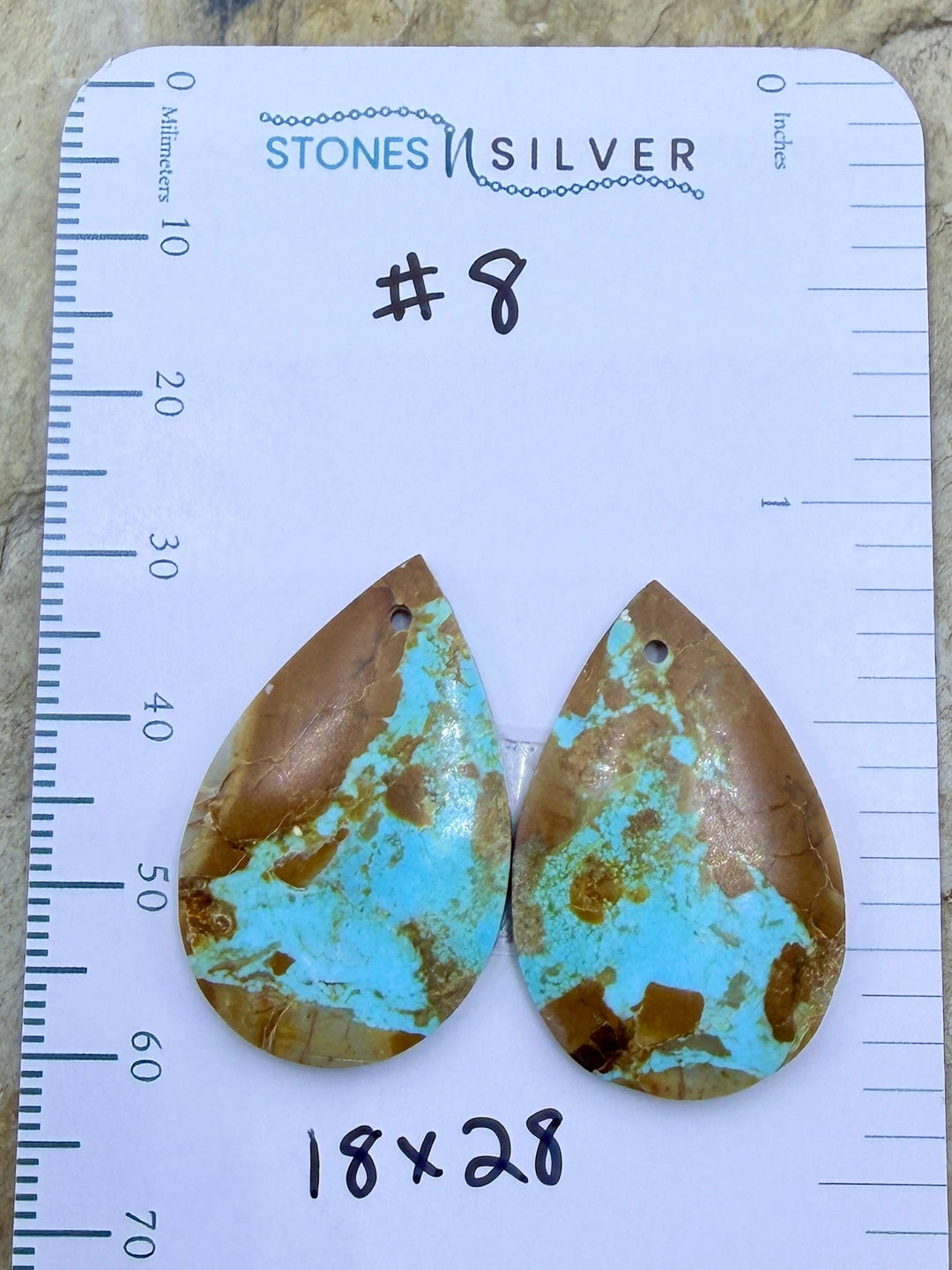 RARE Number 8 Turquoise (Nevada) Matching Earring Slab Bead