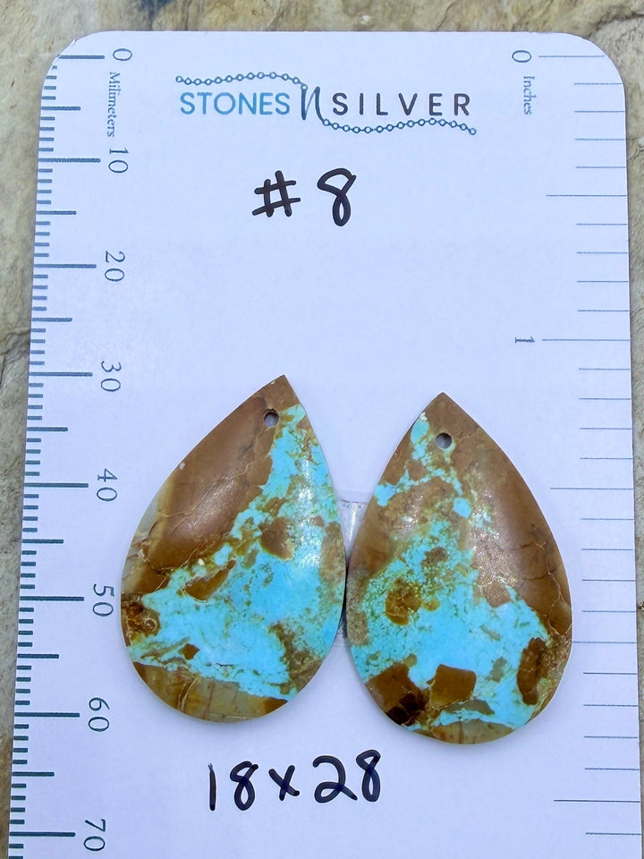 RARE Number 8 Turquoise (Nevada) Matching Earring Slab Bead