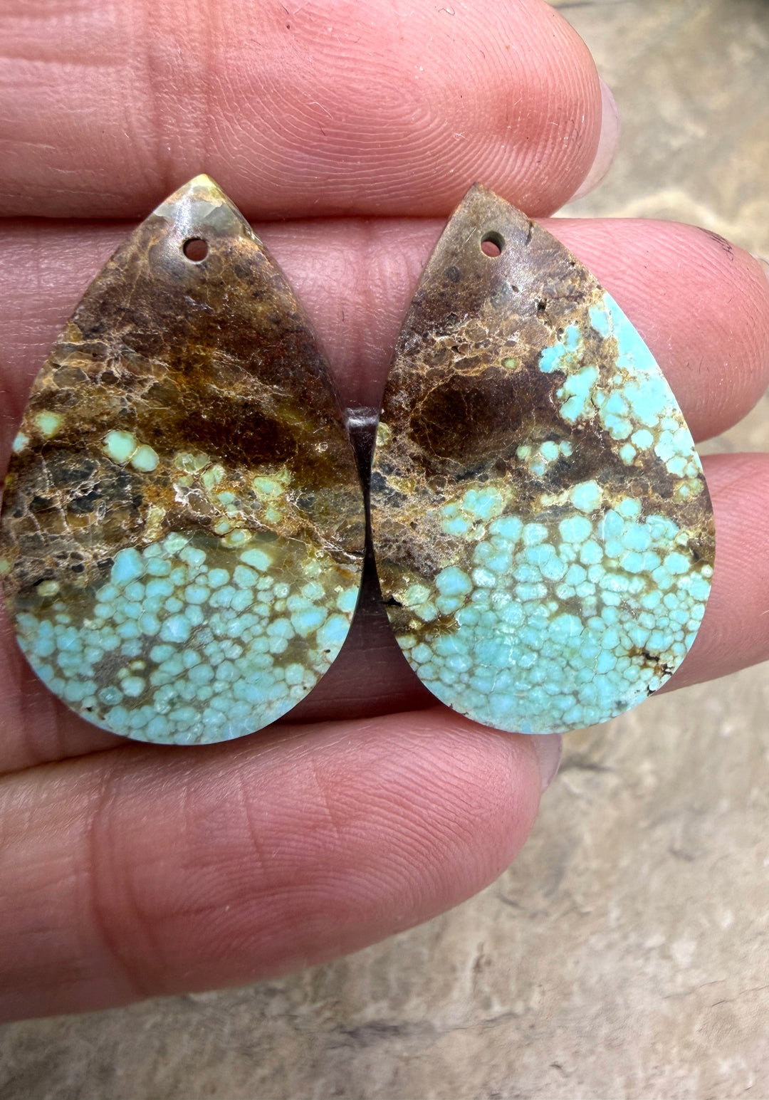 RARE Number 8 Turquoise (Nevada) Matching Earring Slab Bead