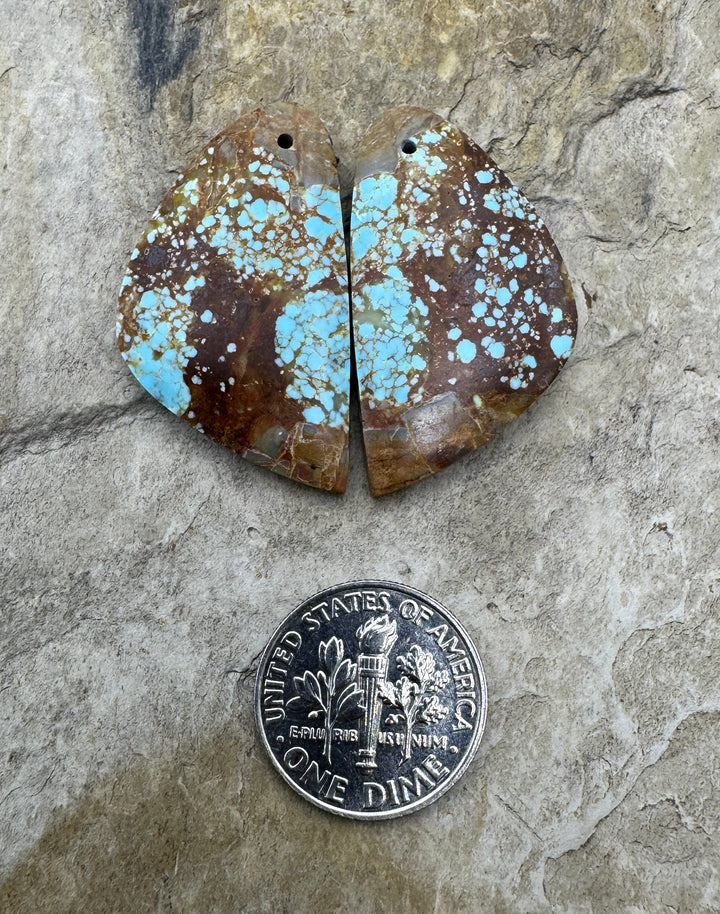 RARE Number 8 Turquoise (Nevada) Matching Earring Slab Bead
